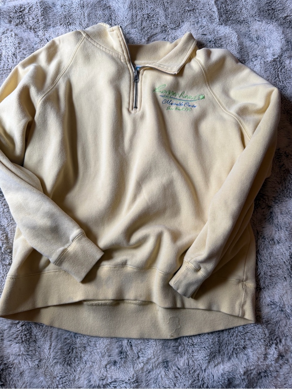 Blue 84 Women's Cream Half-Zip Pullover with Subtle Embroidery